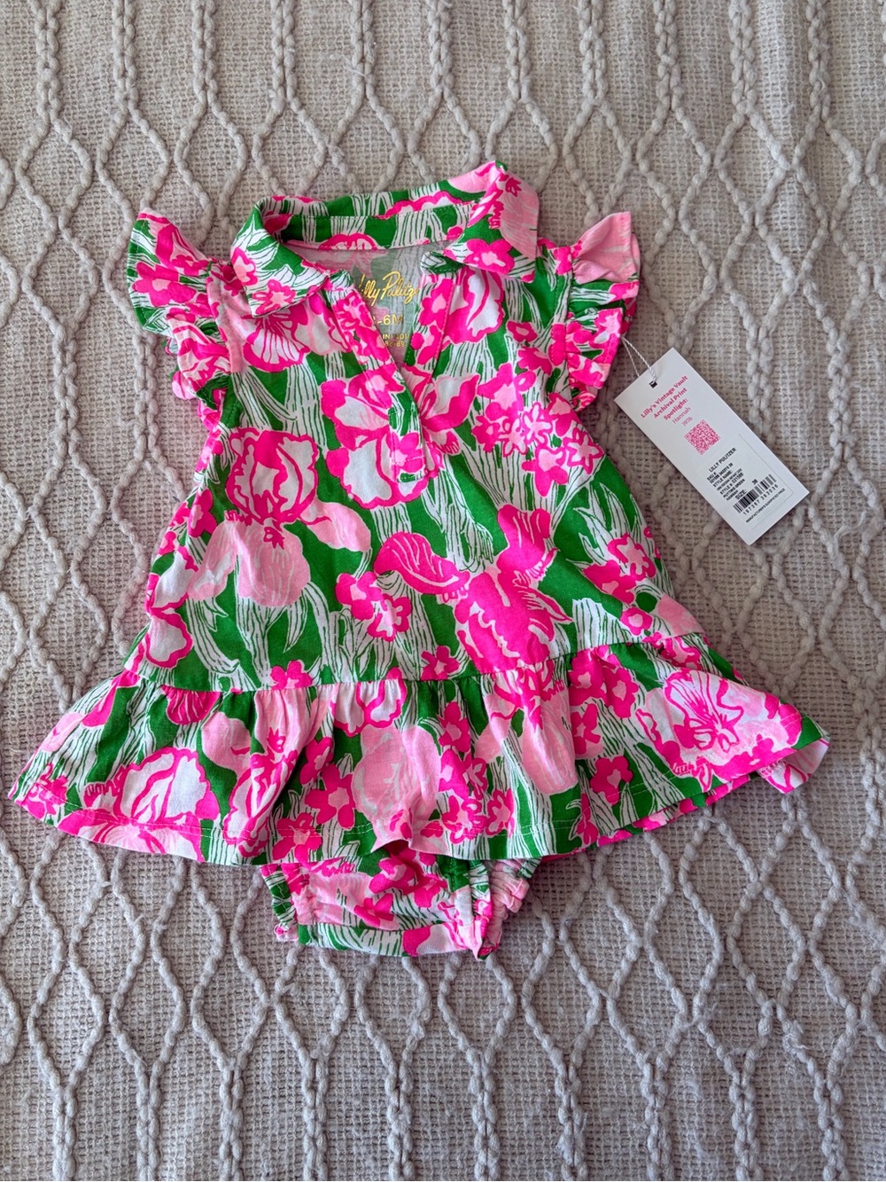 Lilly Pulitzer Bright Floral Baby Romper - Pink & Green